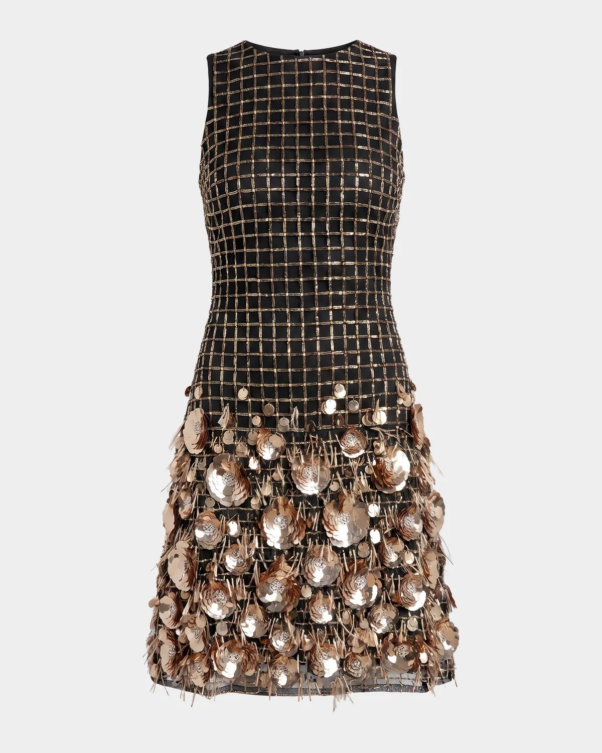 Mac Duggal Embellished Fringed Mini Dress