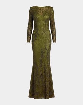 Mac Duggal Embellished Long Sleeve Gown