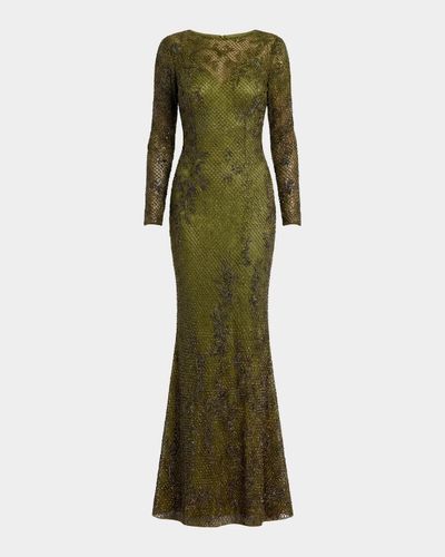 Mac Duggal Embellished Long Sleeve Gown