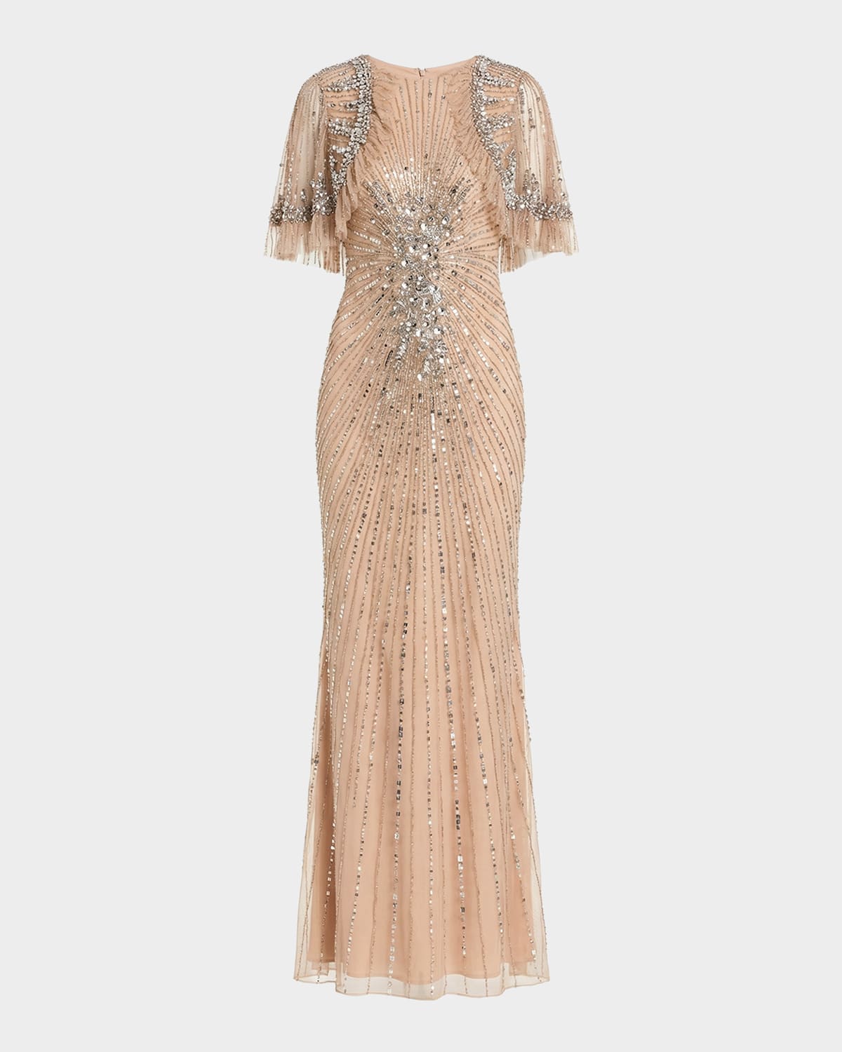 Mac Duggal Embellished Tulle Capelet Gown