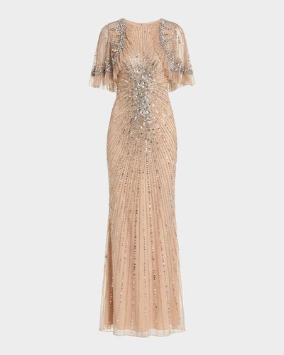 Mac Duggal Embellished Tulle Capelet Gown