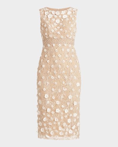 Mac Duggal Floral-Appliqué Sleeveless Sheath Cocktail Dress