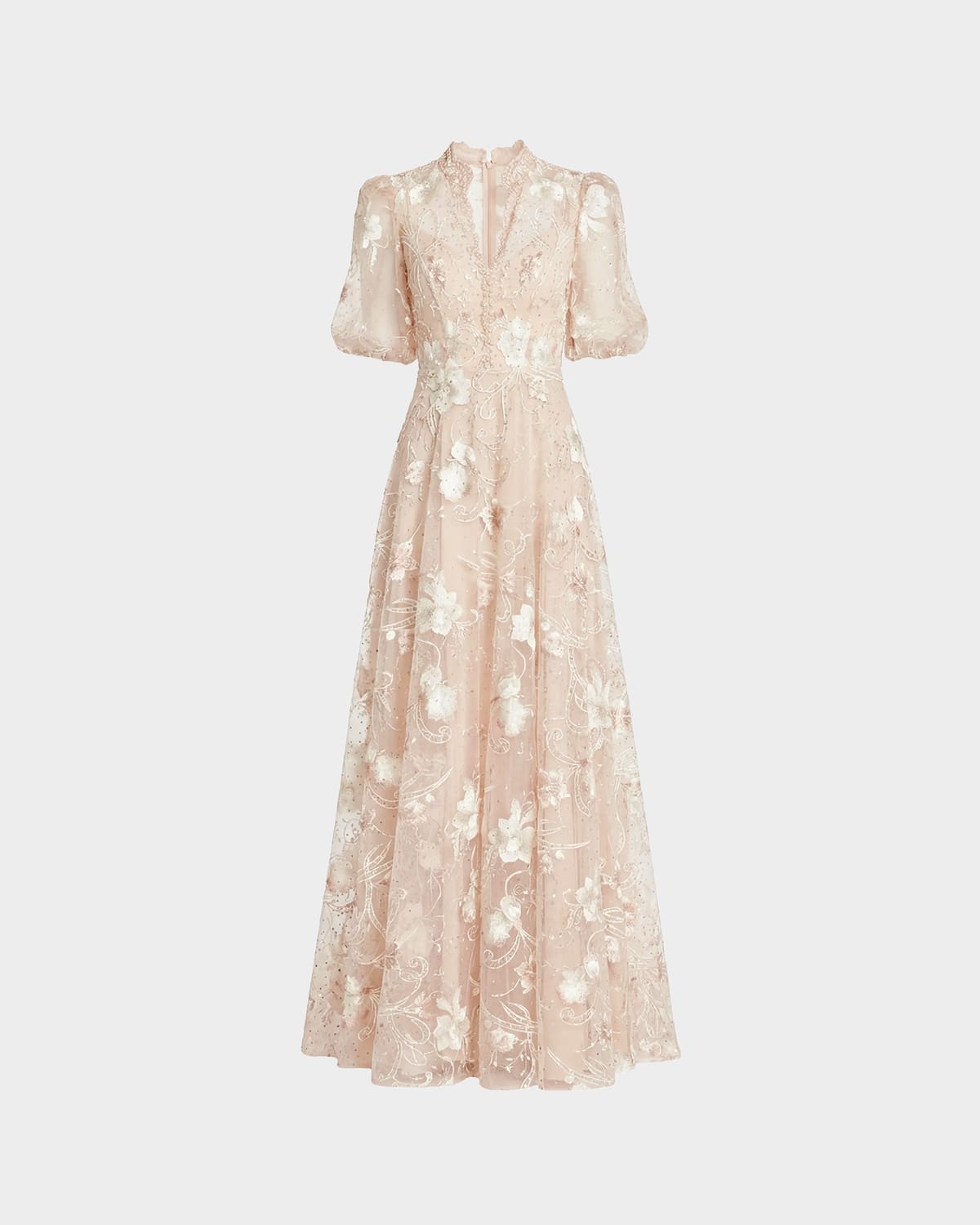 Mac Duggal Floral Appliqué A-Line Gown