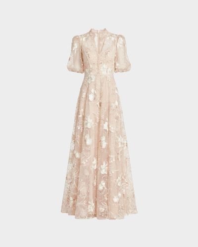 Mac Duggal Floral Appliqué A-Line Gown