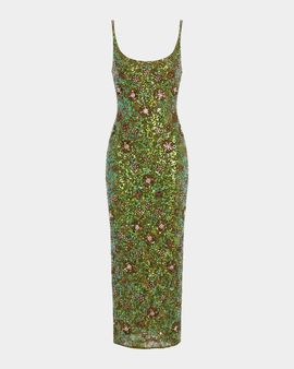 Mac Duggal Floral Beaded Cocktail Sheath Dress