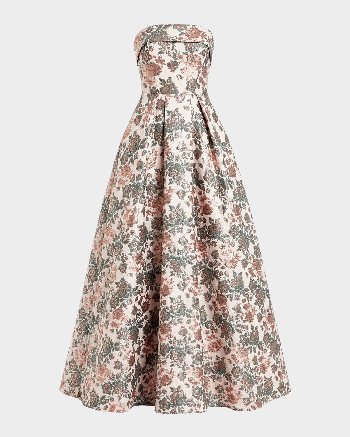 Mac Duggal Floral Brocade Strapless Gown