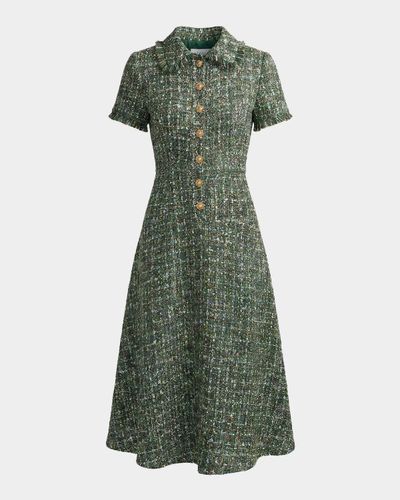 Mac Duggal Fringed Boucle A-Line Midi Dress
