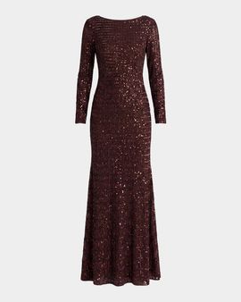 Mac Duggal Grid Embellished A-Line Gown
