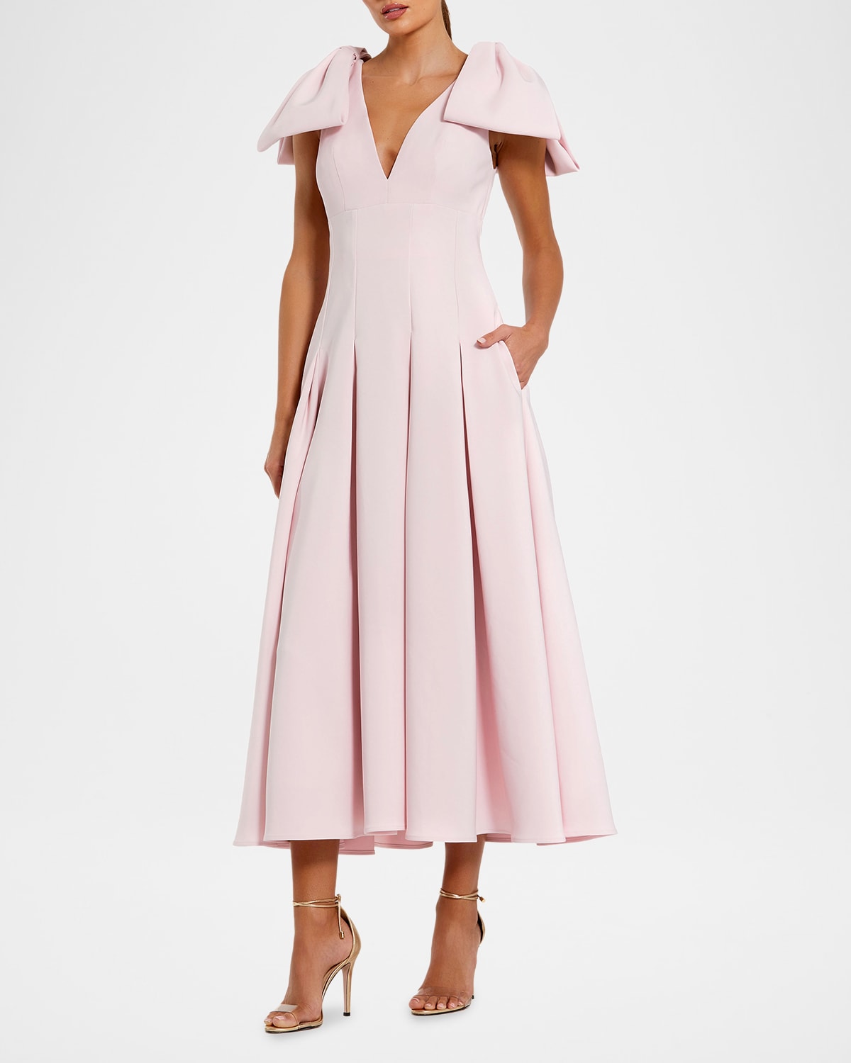 Mac Duggal Ieena Crêpe Bow-Strap A-Line Cocktail Dress