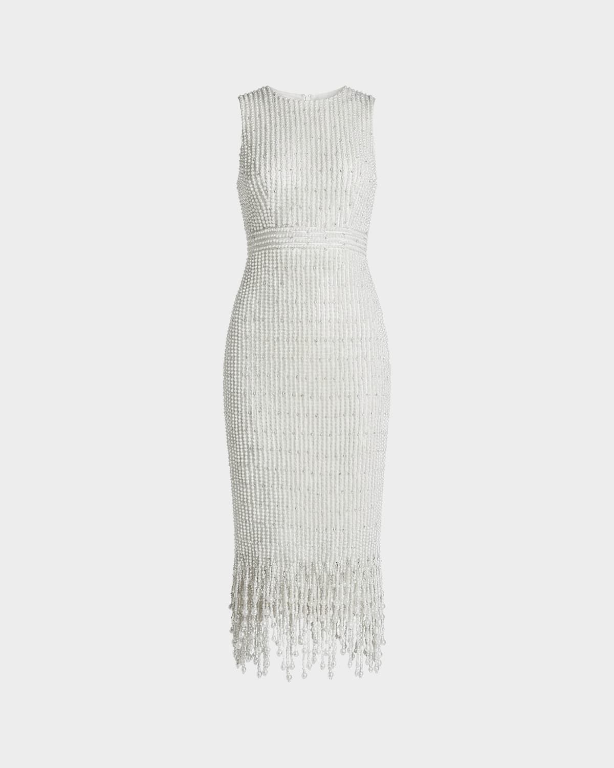Mac Duggal Imitation Pearl-Embellished Midi Dress