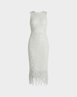 Mac Duggal Imitation Pearl-Embellished Midi Dress