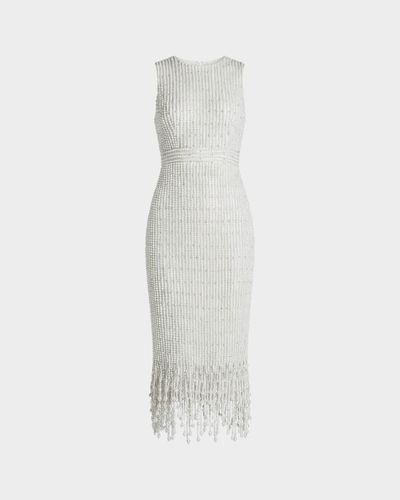 Mac Duggal Imitation Pearl-Embellished Midi Dress