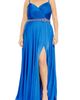 Mac Duggal Mac Duggal Beaded Belt Faux Wrap A Line Gown - 1