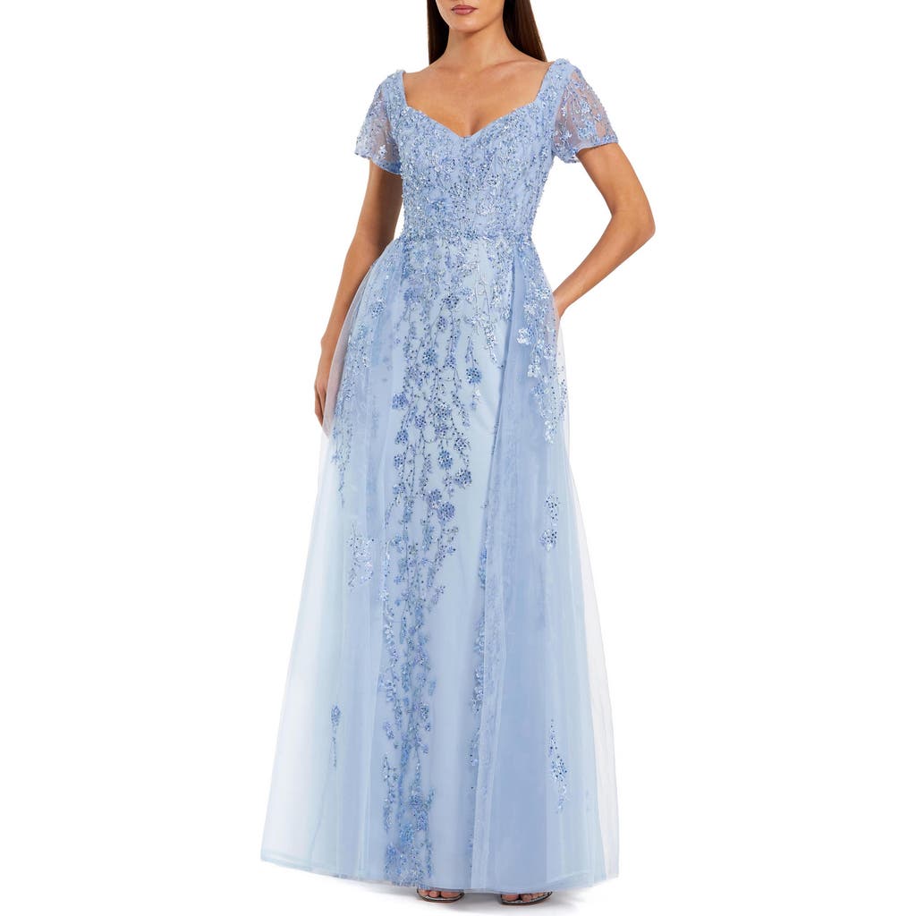 Mac Duggal Mac Duggal Beaded Embroidered Overskirt Cap Sleeve Gown