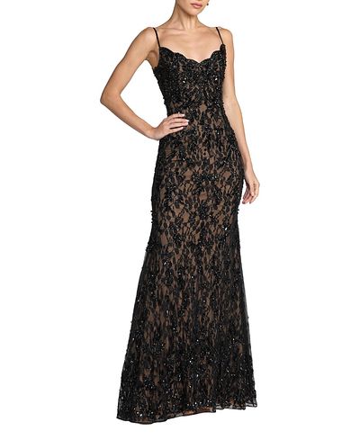 Mac Duggal Mac Duggal Beaded Lace Spaghetti Strap Mermaid Gown