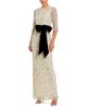 Mac Duggal Mac Duggal Beaded Mesh 3/4 Sleeve Column Gown with Bow Belt - 1