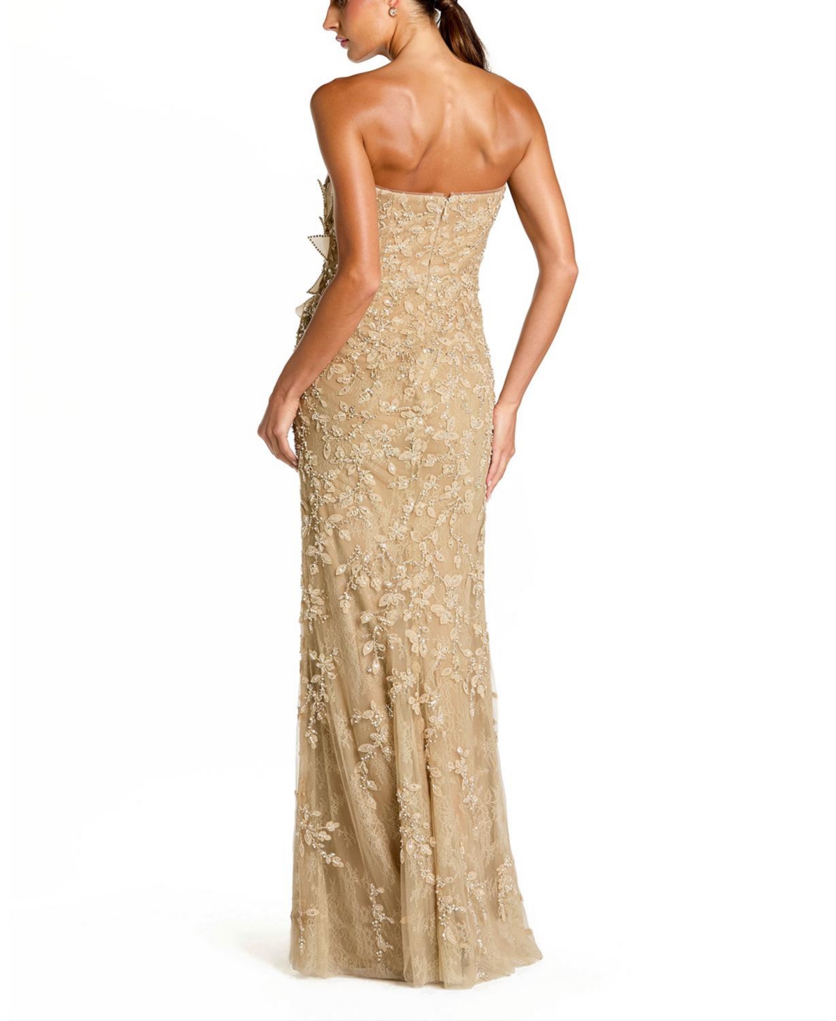 Mac Duggal - Beaded Strapless Mermaid 3D Flower Gown