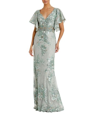 Mac Duggal Mac Duggal Bell Sleeve Floral Embellished Gown
