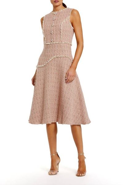 Mac Duggal Mac Duggal Boucle Sleeveless Button Up Midi Dress