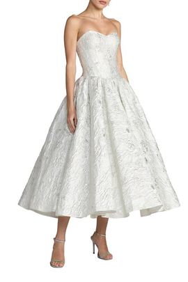 Mac Duggal Mac Duggal Brocade Strapless Dropwaist Midi Dress