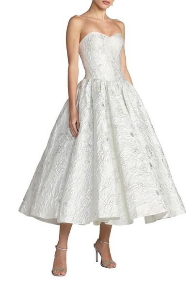 Mac Duggal Mac Duggal Brocade Strapless Dropwaist Midi Dress