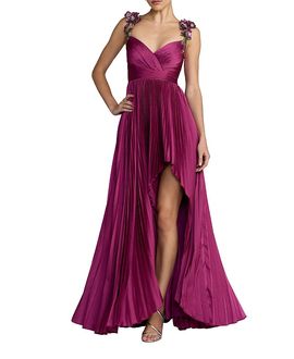 Mac Duggal Mac Duggal Charmeuse Sleeveless Beaded Detail Gown With Slit