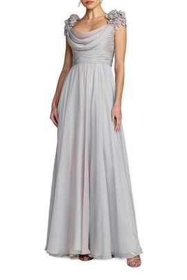 Mac Duggal Mac Duggal Chiffon Cowl Neck Embellished Cap Sleeve Gown