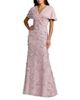 Mac Duggal Mac Duggal Chiffon Faux Wrap Dress Beaded Skirt Column Gown - 1