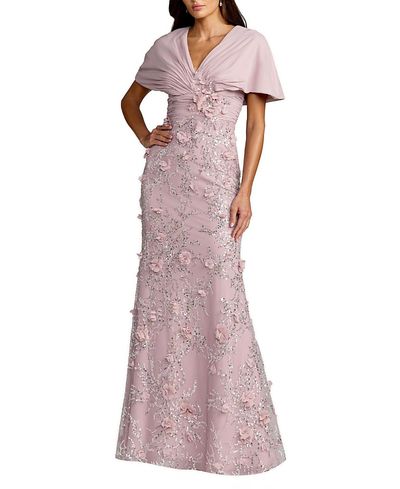 Mac Duggal Mac Duggal Chiffon Faux Wrap Dress Beaded Skirt Column Gown