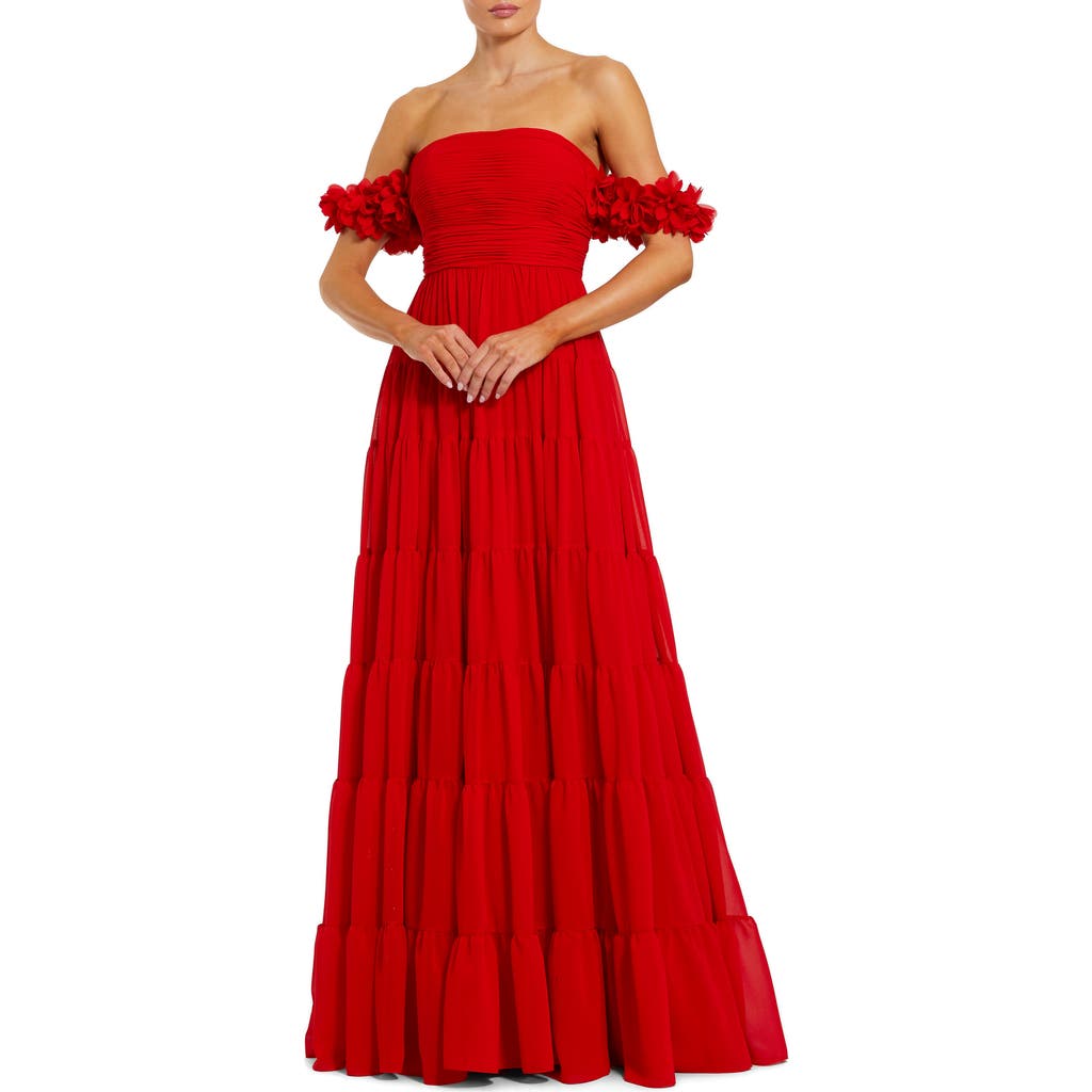 Mac Duggal Mac Duggal Chiffon Off The Shoulder Floral Gown