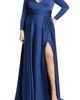 Mac Duggal Mac Duggal Classic Satin Long Sleeve Evening Gown - 1