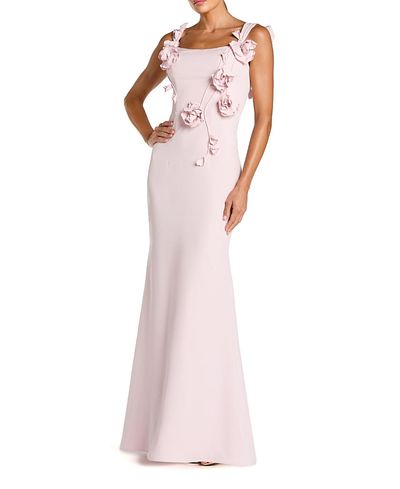 Mac Duggal Mac Duggal Crepe Sleeveless Column Gown with Floral Detail