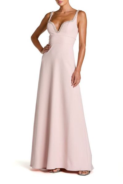 Mac Duggal Mac Duggal Crepe Sleeveless Gown With Rhinestone Trim