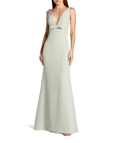 Mac Duggal Mac Duggal Crepe V-Neck Mermaid Gown with Bow
