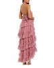 Mac Duggal Mac Duggal Dot Mesh Ruffle Halter Neck Ankle Dress - 3