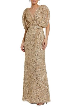 Mac Duggal Mac Duggal Draped Sleeve V Neck Gown