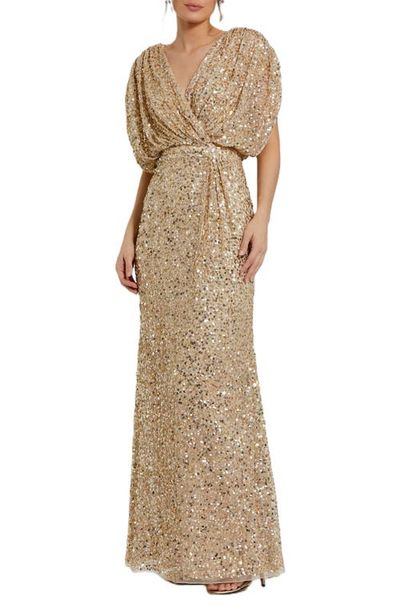 Mac Duggal Mac Duggal Draped Sleeve V Neck Gown