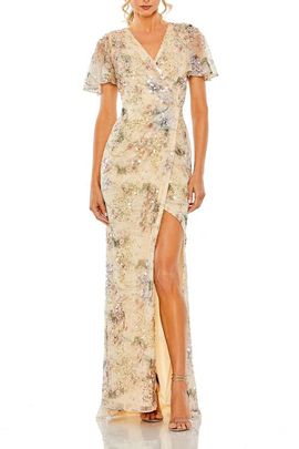 Mac Duggal Mac Duggal Embellished Butterfly Sleeve Faux Wrap Gown