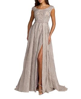 Mac Duggal Mac Duggal Embellished Cap Sleeve A Line Gown