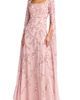 Mac Duggal Mac Duggal Embellished Cape Sleeve Mesh Maxi Gown - 1