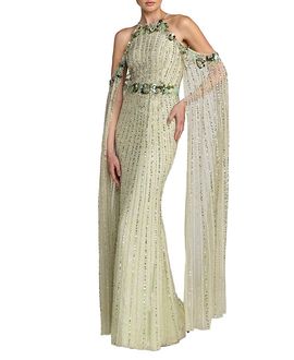 Mac Duggal Mac Duggal Embellished Column Gown With Cape Sleeves