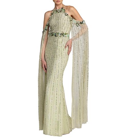 Mac Duggal Mac Duggal Embellished Column Gown With Cape Sleeves