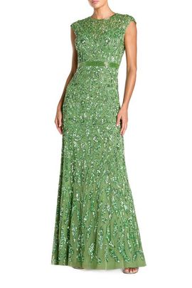 Mac Duggal Mac Duggal Embellished Illusion Cap Sleeve Column Gown