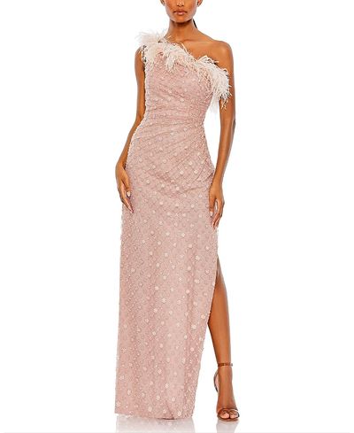 Mac Duggal Mac Duggal Embellished One Shoulder Feathered Gown