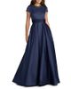 Mac Duggal Mac Duggal Embellished Satin Cap Sleeve Gown With Pockets - 1