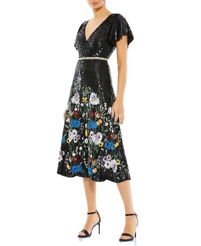 Mac Duggal - Embellished V Neck Flutter Sleeve Dress Mac Duggal - Embellished V Neck Flutter Sleeve Dress