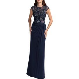 Mac Duggal Mac Duggal Embroidered Cap Sleeve Jersey Gown