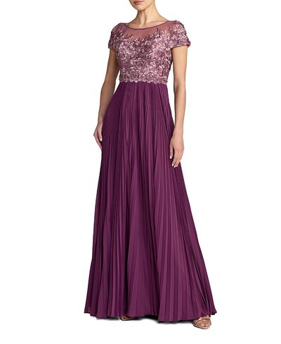 Mac Duggal Mac Duggal Embroidered Cap Sleeve Pleated Gown
