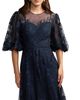 Mac Duggal Mac Duggal Embroidered Illusion Neck Puff Sleeve A-Line Gown - 3