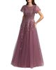 Mac Duggal Mac Duggal Embroidered Tulle Flutter Sleeve Ball Gown - 1